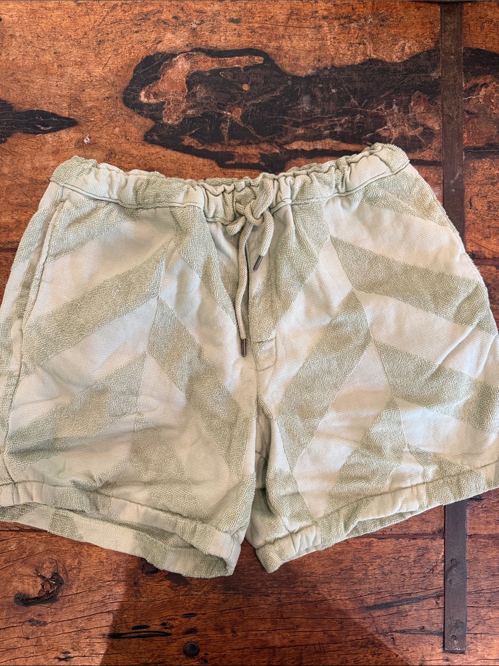 OAS Sage Green Terry Drawstring Shorts